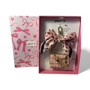 Piper K “Pink Tweed French Purse Bag Charm” Eiffel-Tower-Heart-Bear NIB ***